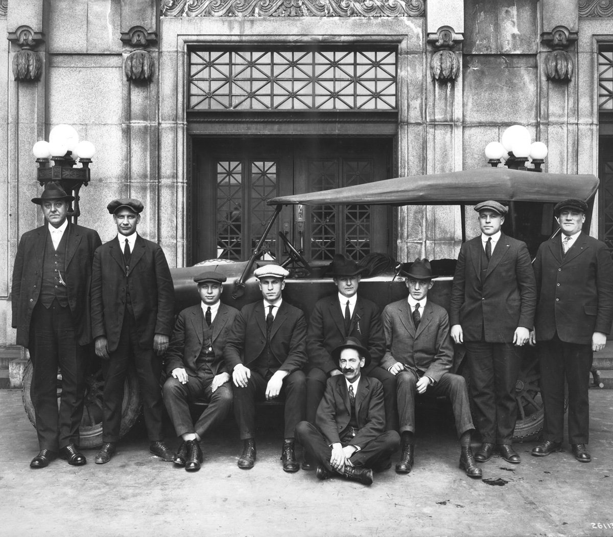 Black and white photo of a group of men, Seattle Police Department's Dry Squad in 1921