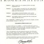 Neighbor Appreciation Day proclamation by Mayor Norm Rice, February 1995