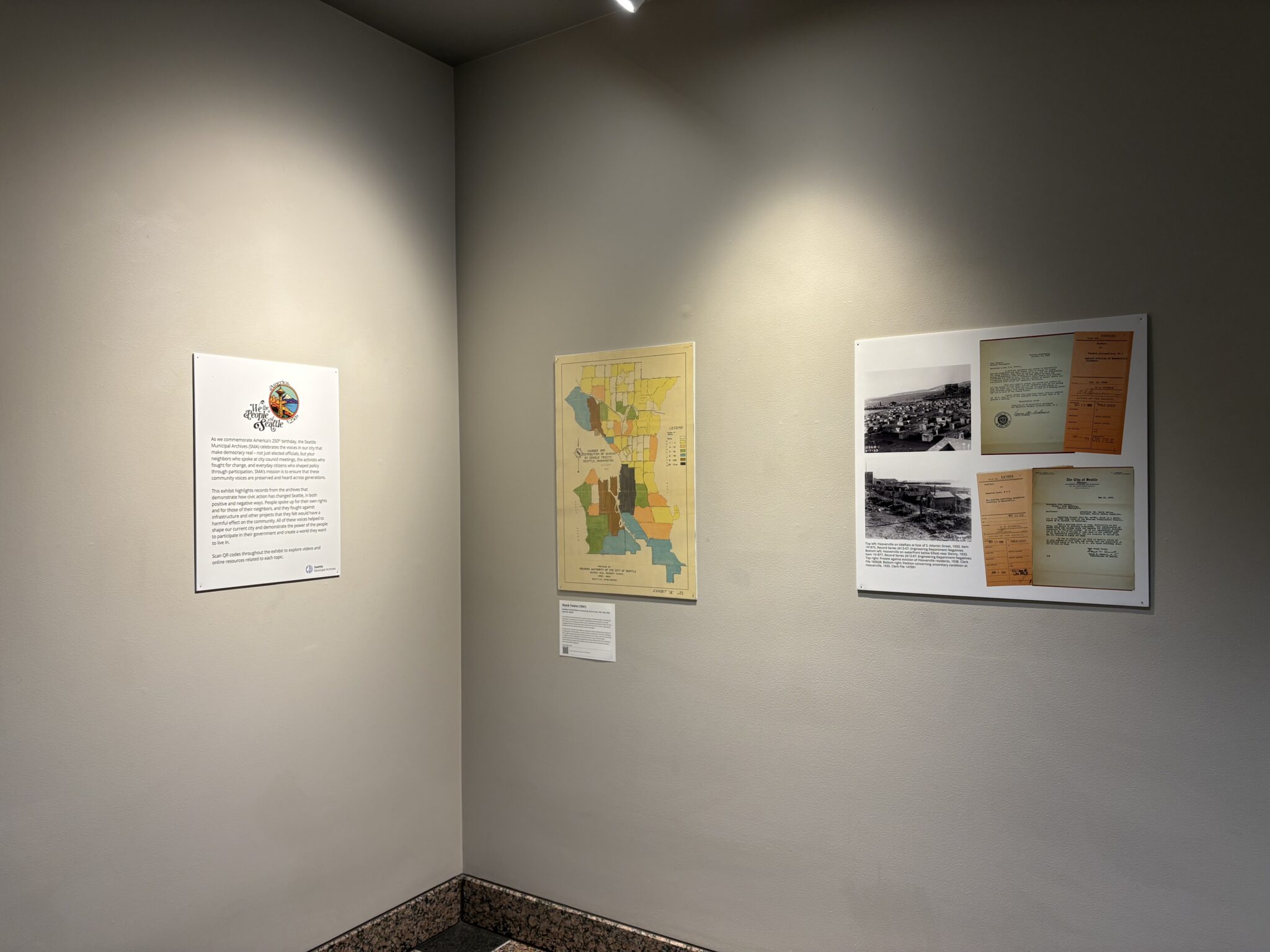 Items on walls in gallery